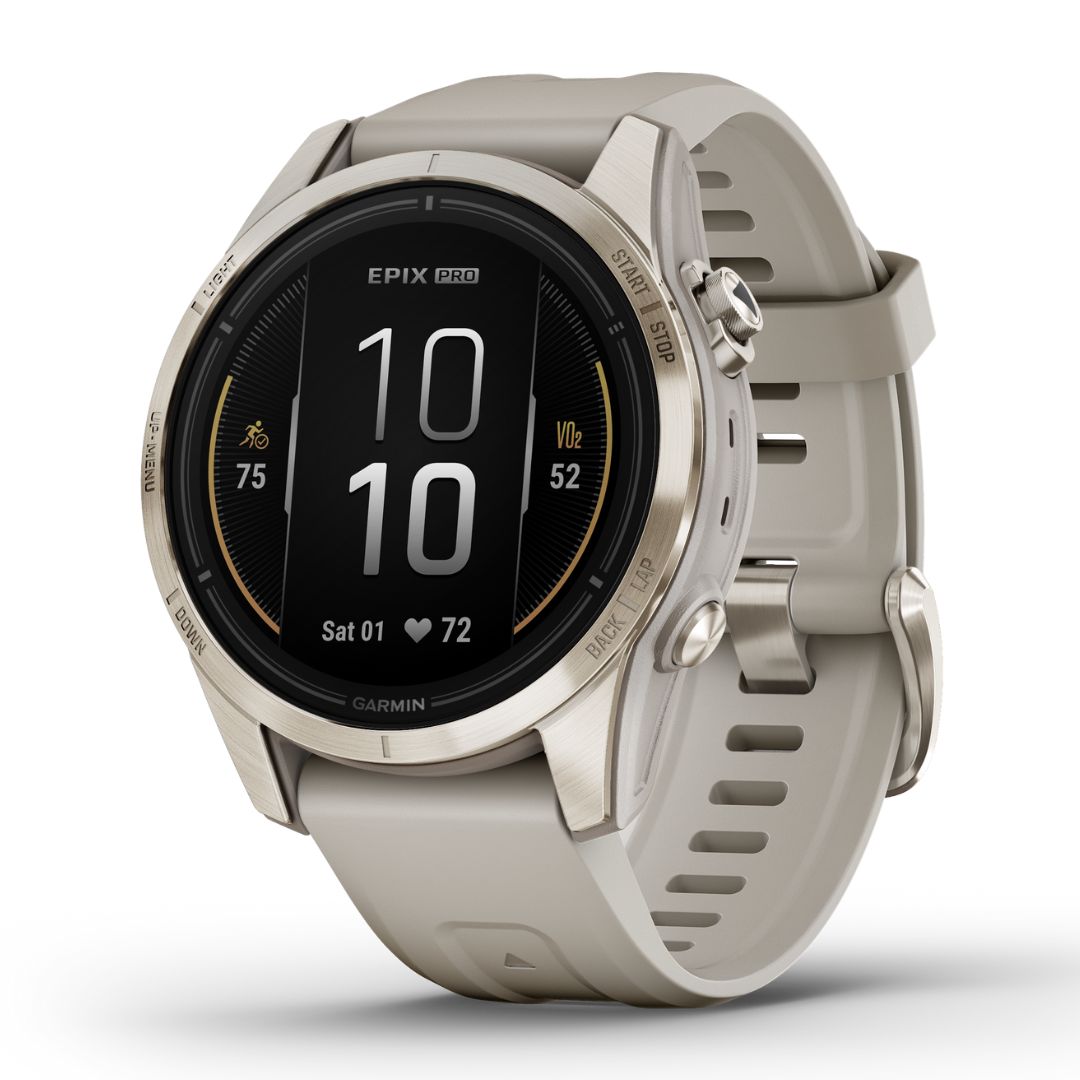 Garmin Epix Pro Gen 2 Sapphire, 42 mm, kullansävy ja hiekanvärinen ranneke, AMOLED GPS-älykello 010-02802-11