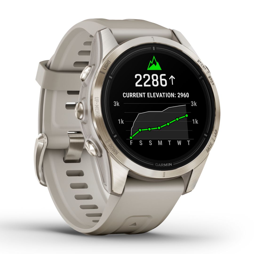 Garmin Epix Pro Gen 2 Sapphire, 42 mm, kullansävy ja hiekanvärinen ranneke, AMOLED GPS-älykello 010-02802-11