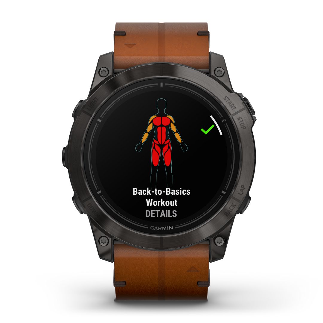 Garmin Epix Pro Gen 2 Sapphire, 51 mm, hiilenharmaa DLC-titaani ja ruskea nahkaranneke, AMOLED GPS-älykello 010-02804-30