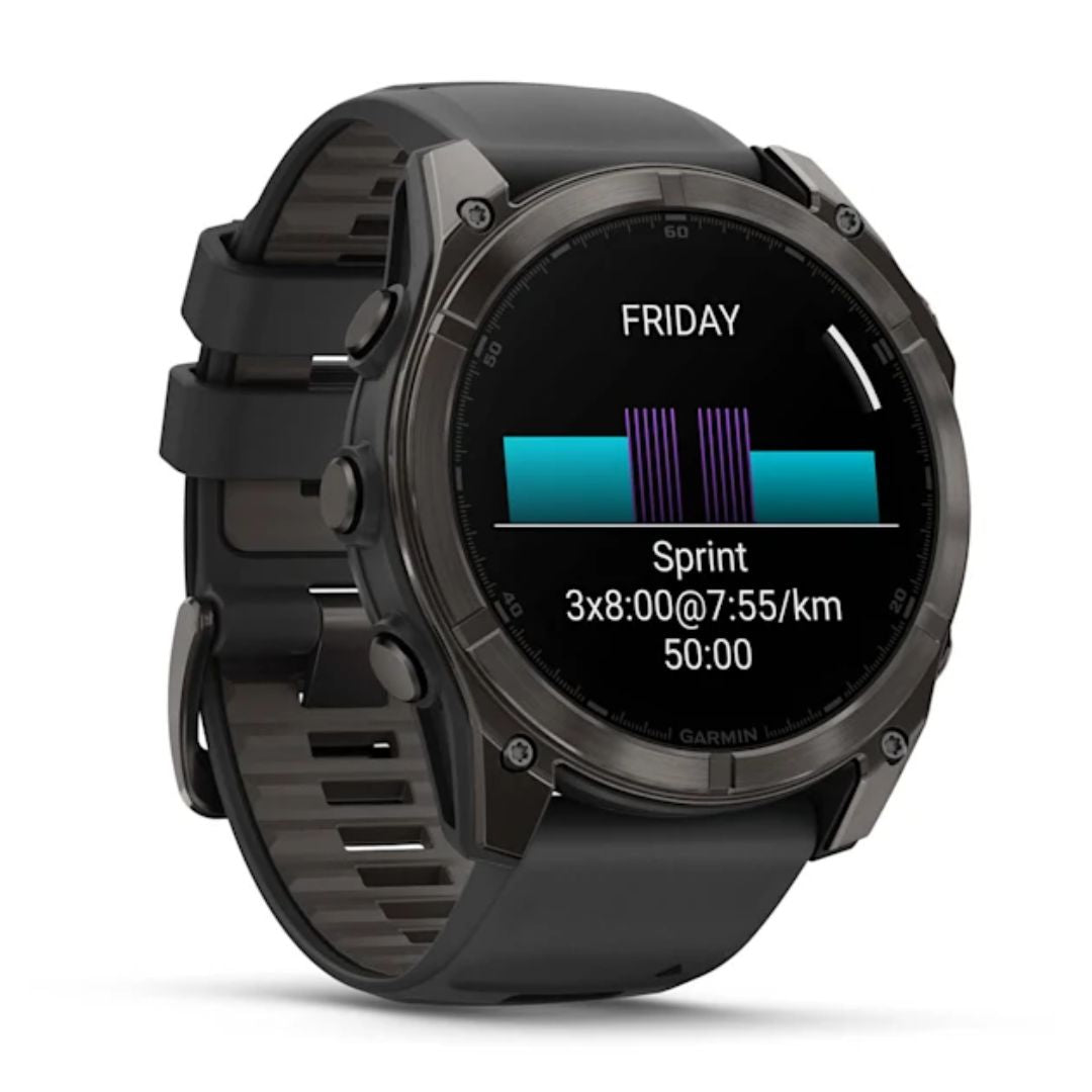 Garmin Fenix 8, 51 mm Amoled Sapphire, hiilenharmaa titaani ja musta, älykello 010-02905-21
