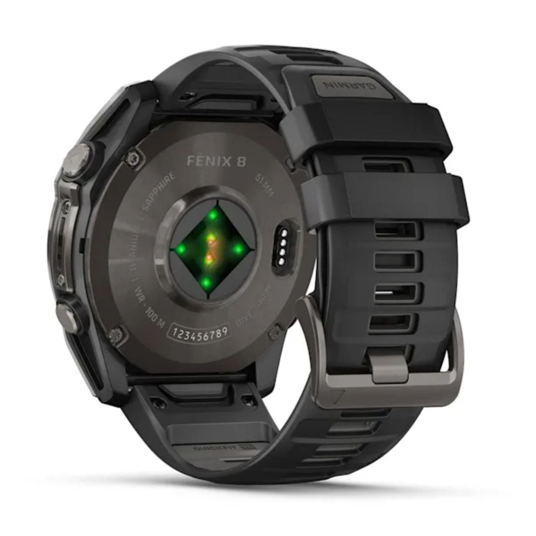 Garmin Fenix 8, 51 mm Amoled Sapphire, hiilenharmaa titaani ja musta, älykello 010-02905-21