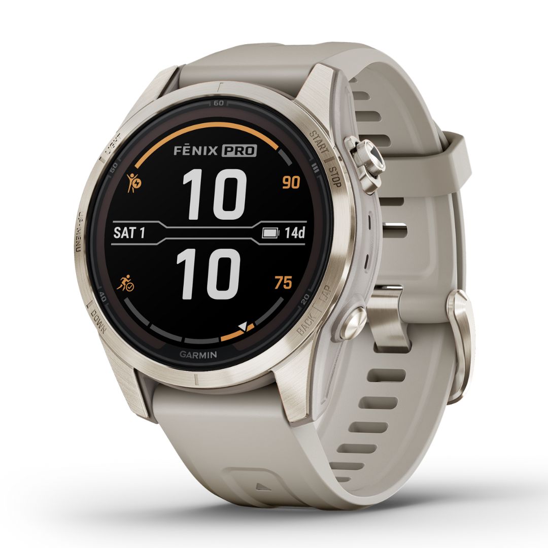 Garmin Fenix 7S Pro Sapphire Solar, kullansävy ja hiekanvärinen ranneke, multisport-GPS-älykello 010-02776-15