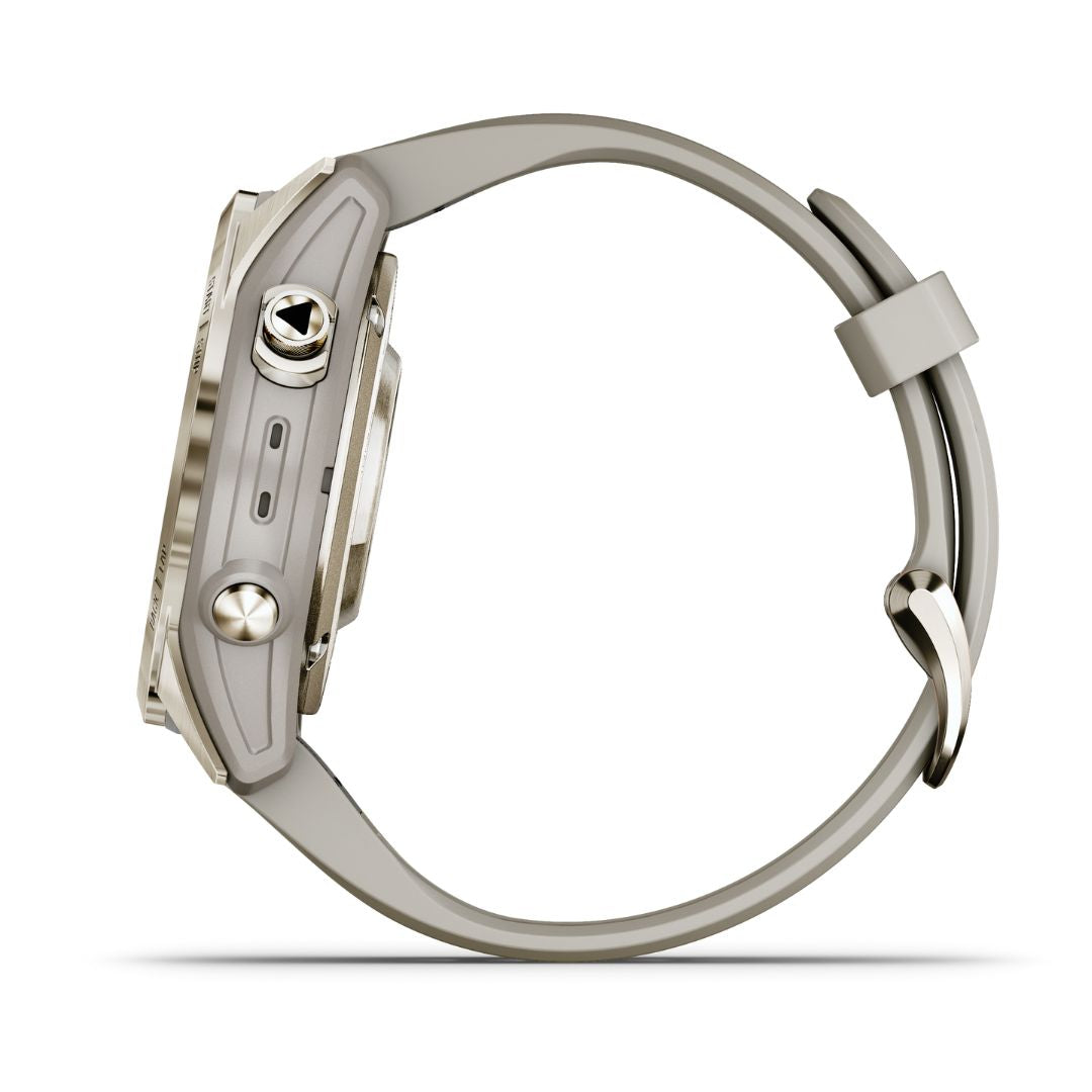 Garmin Fenix 7S Pro Sapphire Solar, kullansävy ja hiekanvärinen ranneke, multisport-GPS-älykello 010-02776-15