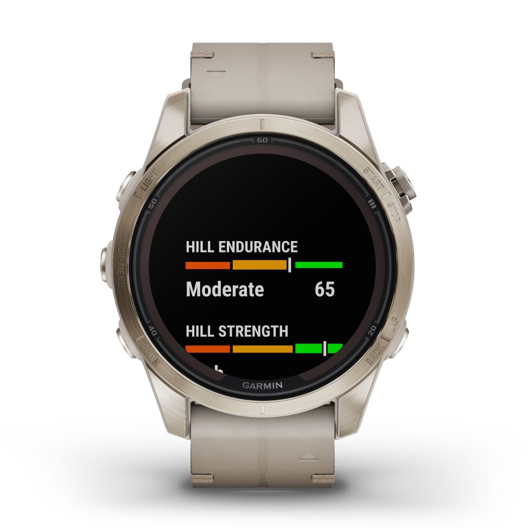 Garmin Fenix 7S Pro Sapphire Solar, kullansävy ja vaaleanharmaa ranneke, multisport-GPS-älykello 010-02776-30