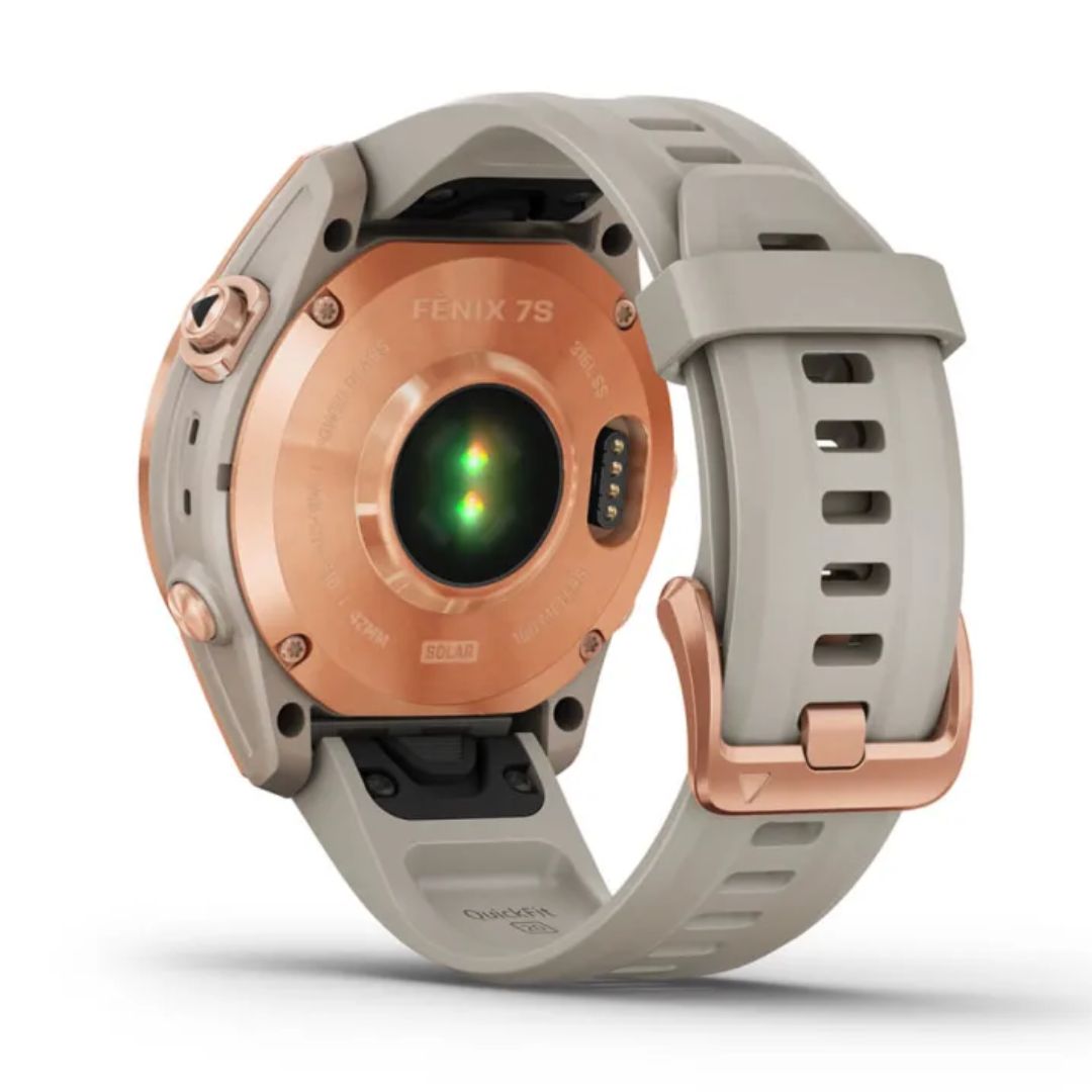 Garmin Fenix 7S Solar, ruusukulta ja vaalean hiekan värinen ranneke 010-02539-11