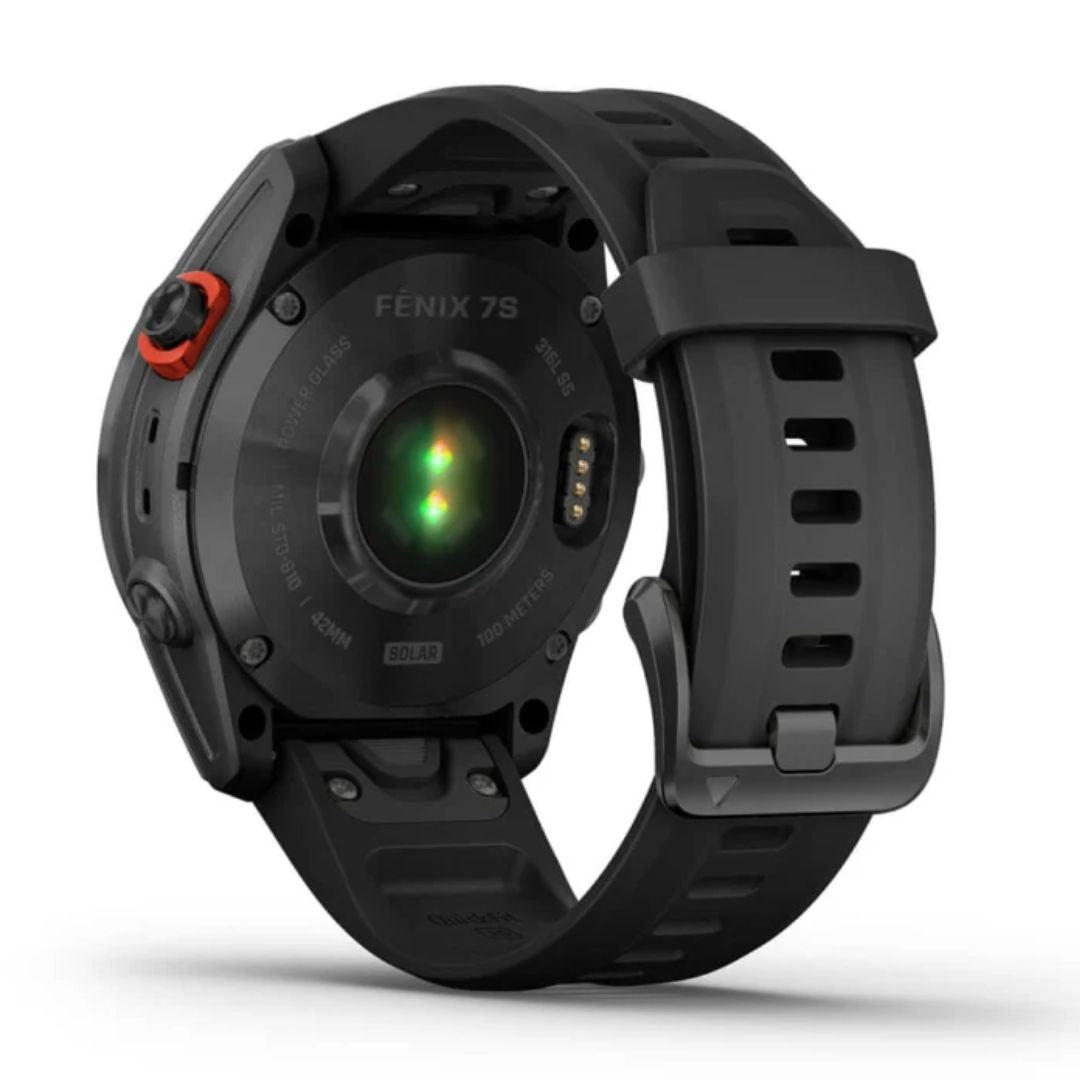 Garmin Fenix 7S Solar, tummanharmaa ja musta ranneke 010-02539-13