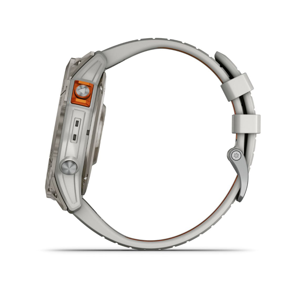 Garmin Fenix 7X Pro Sapphire Solar, titaani ja sumunharmaa/oranssi ranneke, multisport-GPS-älykello 010-02778-15