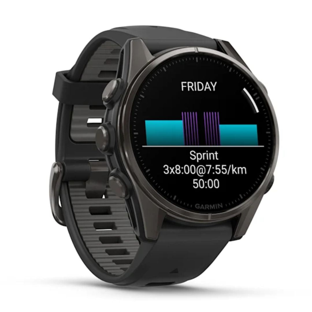 Garmin Fenix 8, 43 mm, Sapphire Amoled, hiilenharmaa titaani ja musta, älykello 010-02903-21