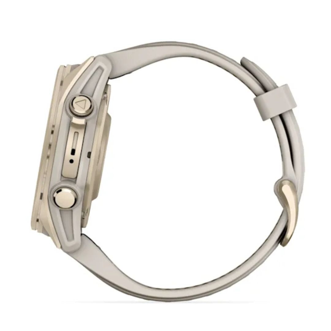 Garmin Fenix 8, 43mm, Sapphire Amoled, vaalea kulta ja sumunharmaa, älykello 010-02903-11