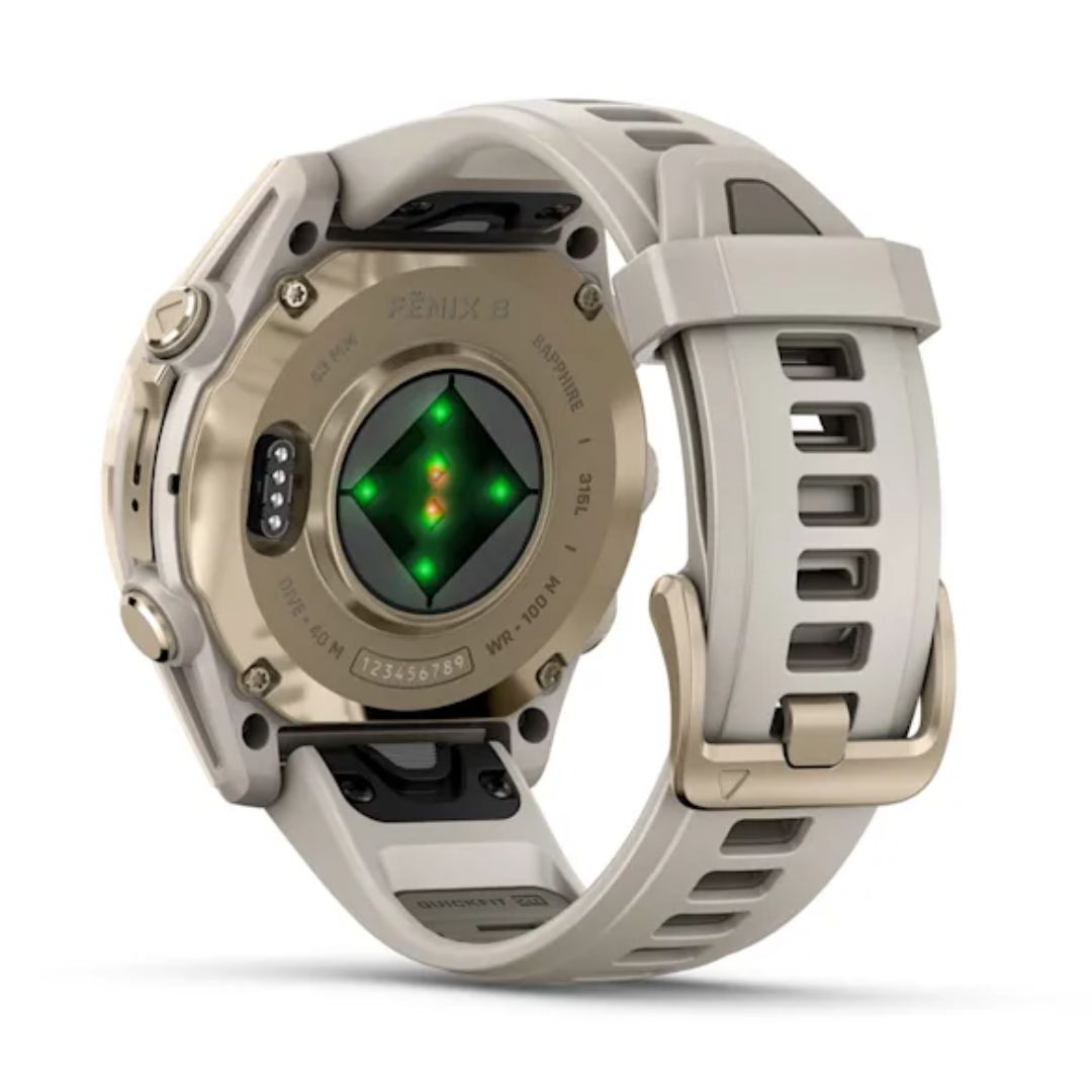 Garmin Fenix 8, 43mm, Sapphire Amoled, vaalea kulta ja sumunharmaa, älykello 010-02903-11
