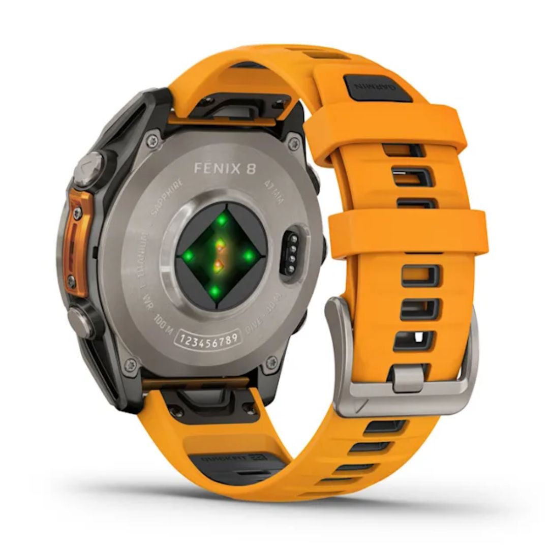 Garmin Fenix 8, 47 mm Amoled Sapphire, titaani ja oranssi, älykello 010-02904-11