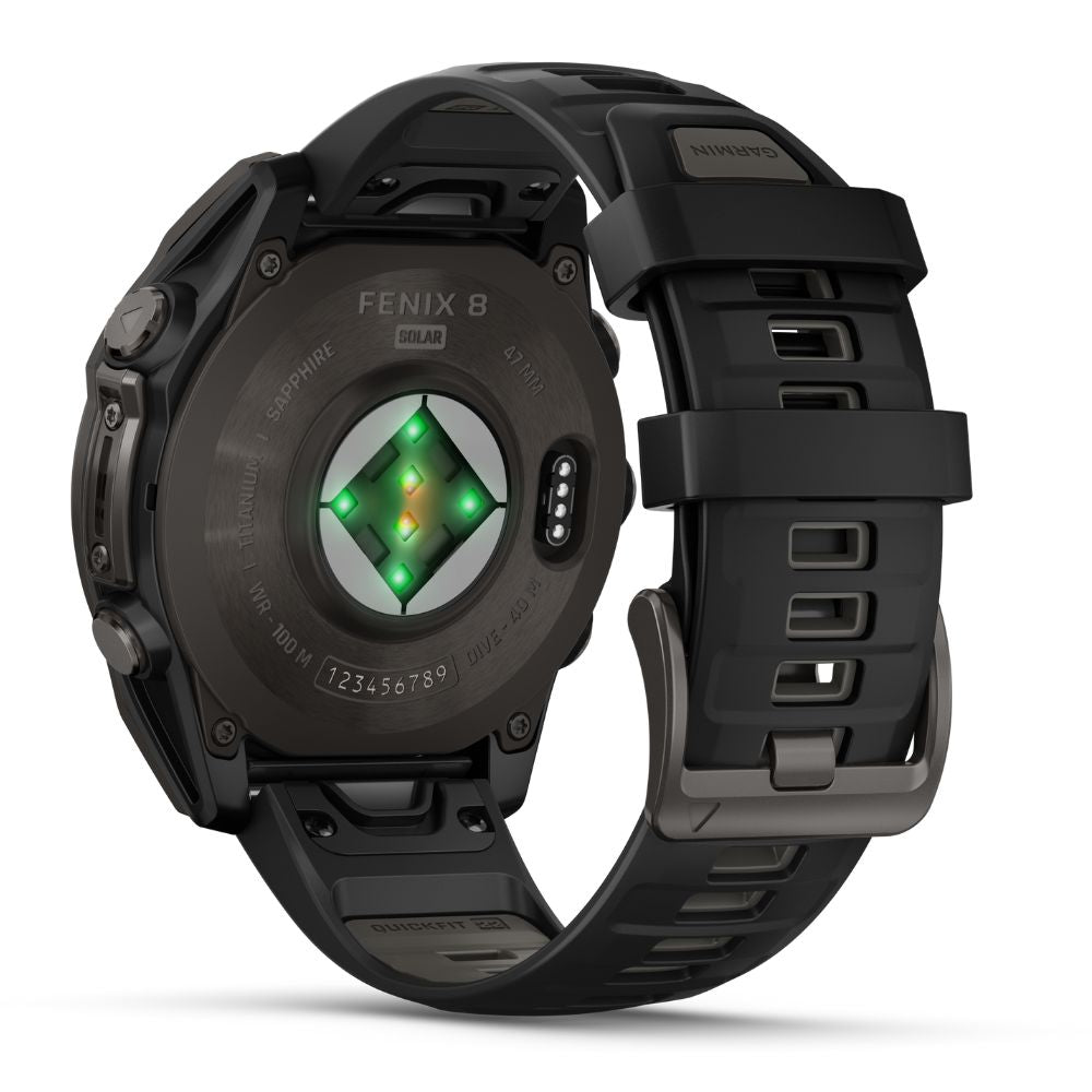 Garmin Fenix 8, 47mm Sapphire Solar, hiilenharmaa titaani ja musta, älykello 010-02906-11