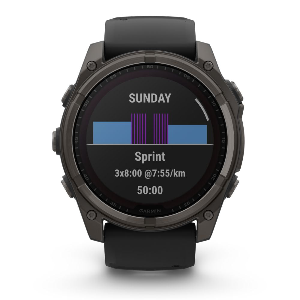 Garmin Fenix 8, 51mm Sapphire Solar, hiilenharmaa titaani ja musta, älykello 010-02907-11