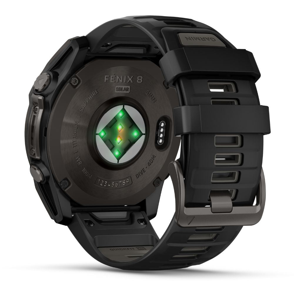 Garmin Fenix 8, 51mm Sapphire Solar, hiilenharmaa titaani ja musta, älykello 010-02907-11