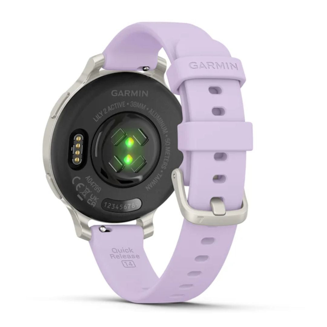 Garmin Lily 2 Active, hopea ja vaaleanvioletti silikonihihna, 010-02891-01