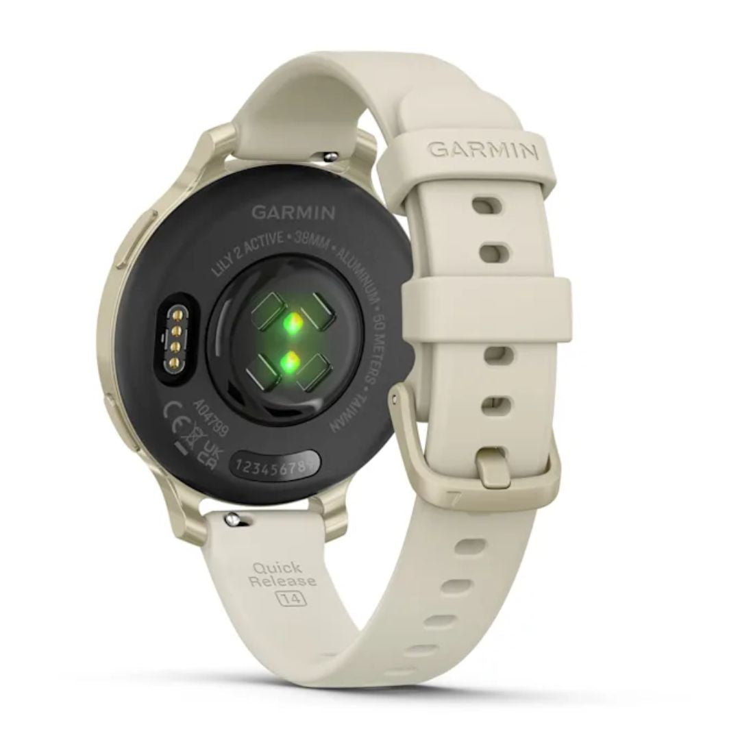 Garmin Lily 2 Active, vaalea kulta ja luunvalkoinen silikonihihna, 010-02891-00