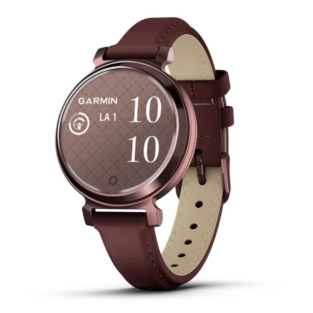 Garmin Lily 2 Classic, tumma pronssi ja tummanpunainen nahkahihna, 010-02839-03