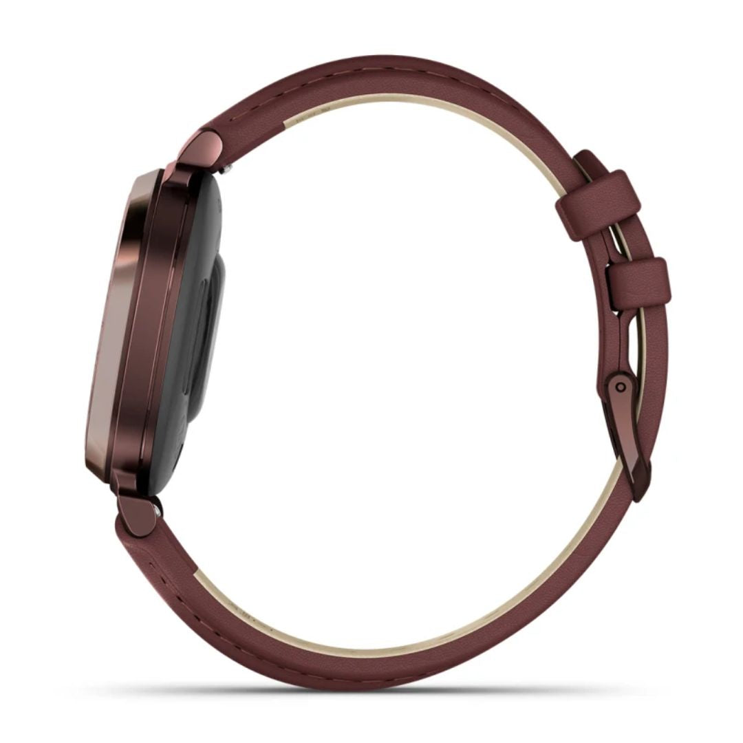 Garmin Lily 2 Classic, tumma pronssi ja tummanpunainen nahkahihna, 010-02839-03