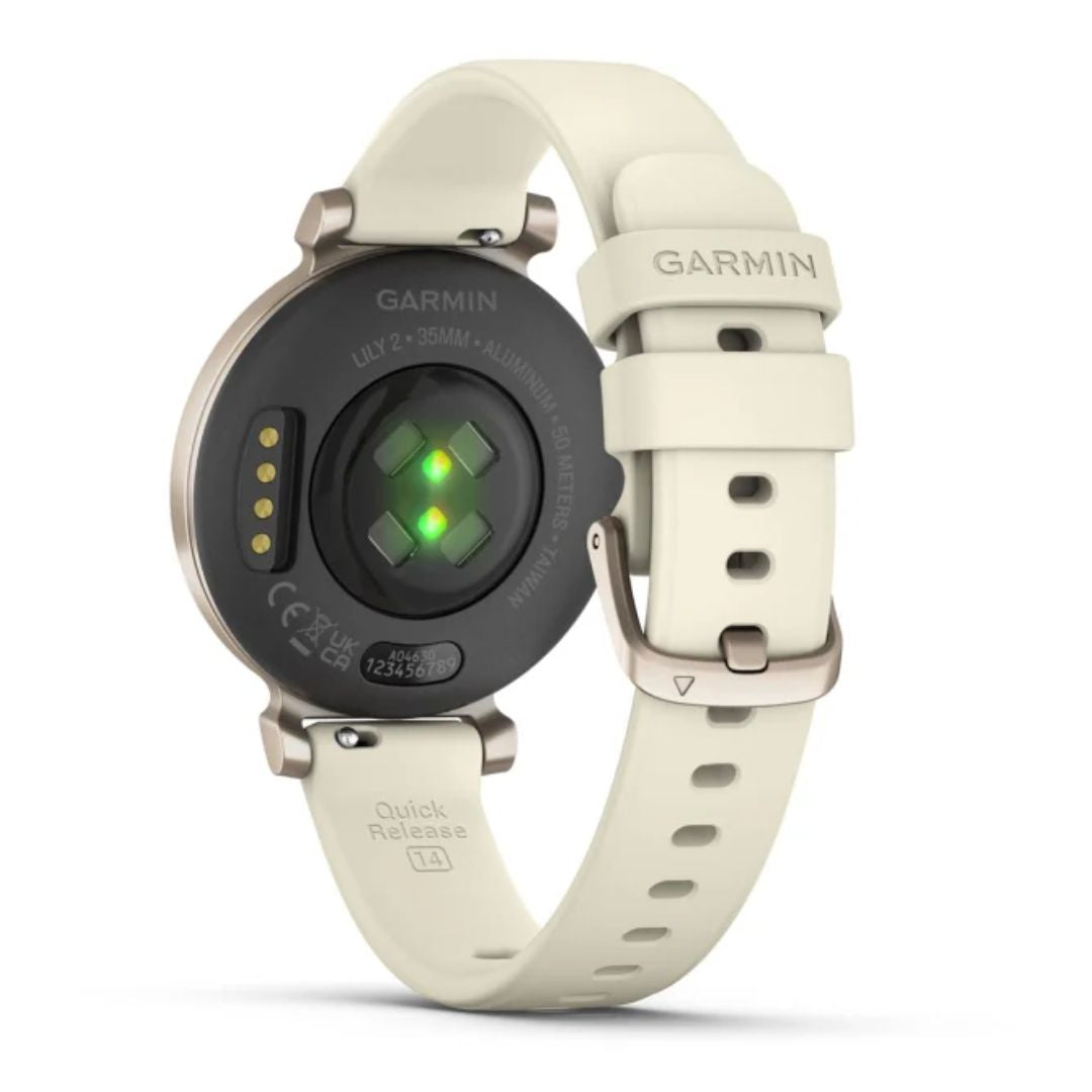 Garmin Lily 2 Classic, vaalea kulta ja kookoksenvärinen silikonihihna, 010-02839-00