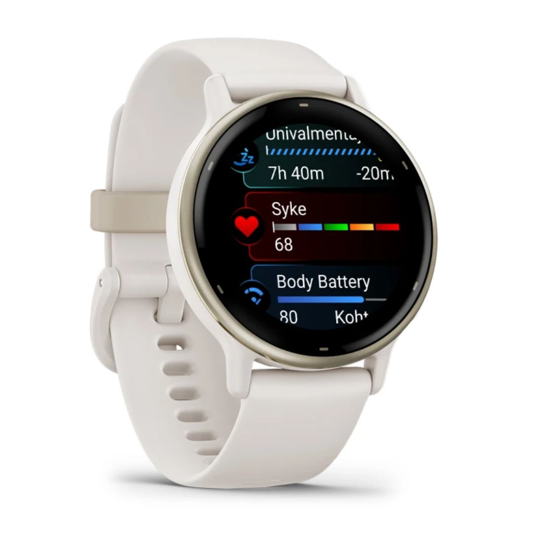 Garmin Vivoactive 5, vaalea kulta ja norsunluunvalkoinen, 42 mm, Amoled monilajiälykello 010-02862-11