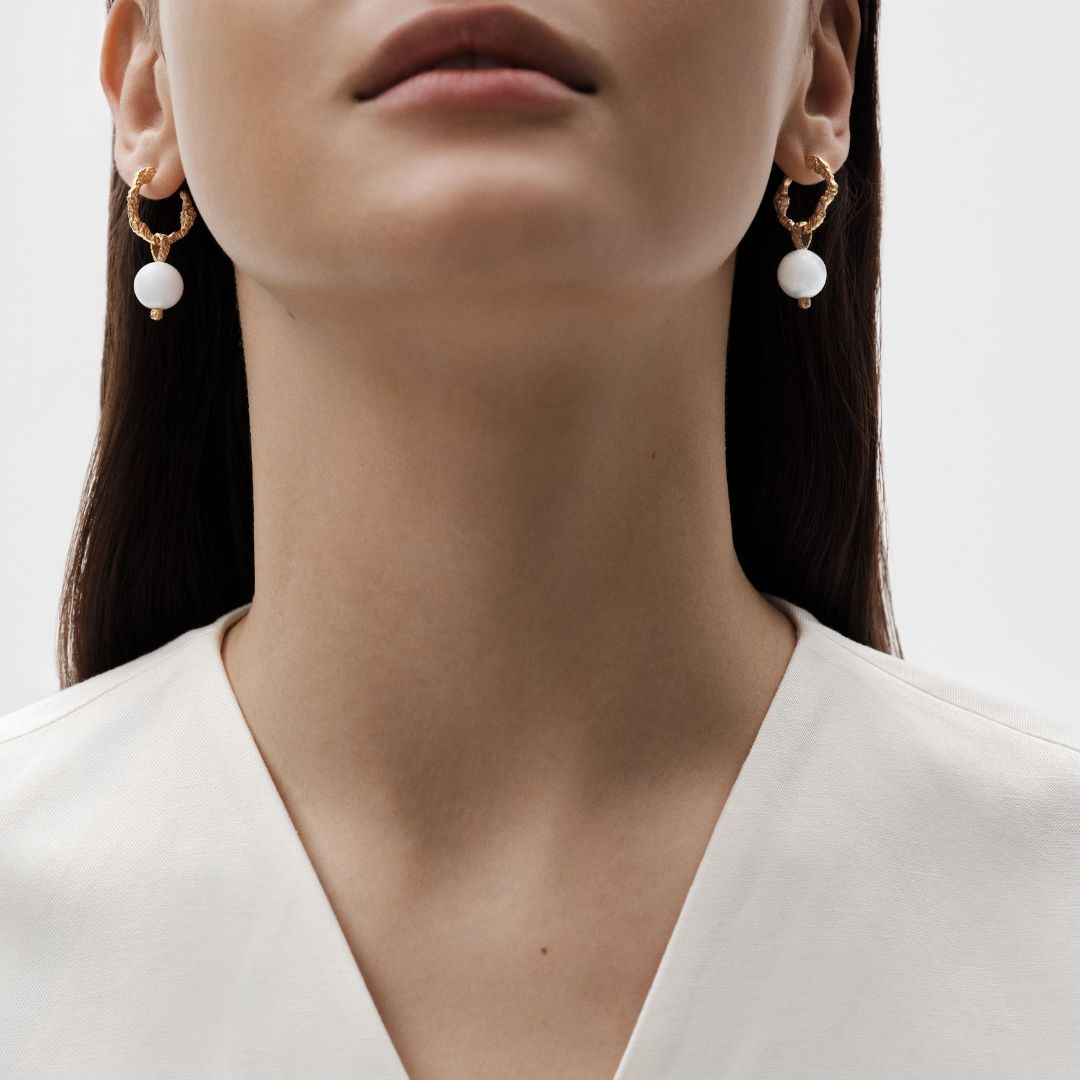 Kalevala Itu Hoop Earrings, Gold-Plated Silver, Kalevala Modern, 261001400T