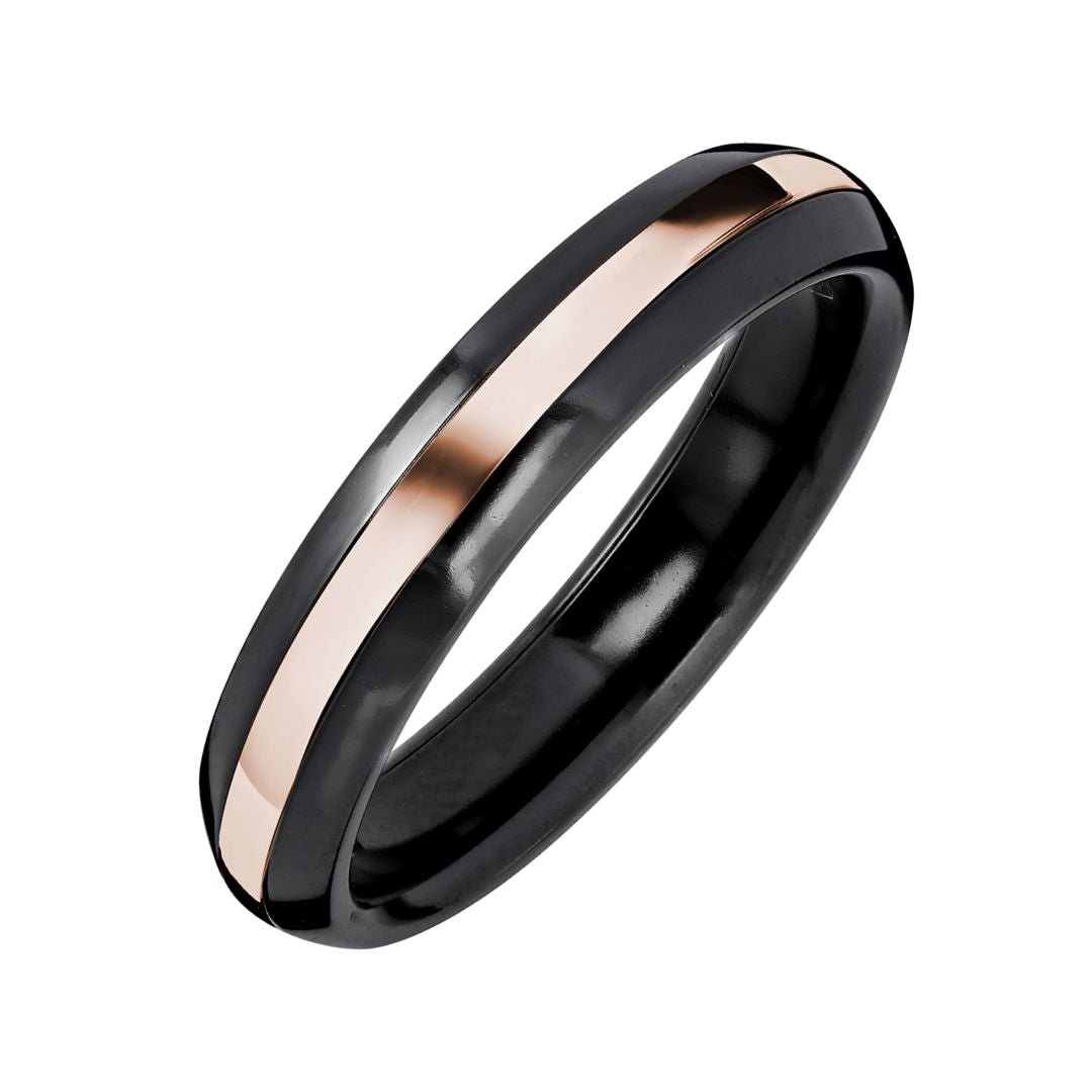 Kohinoor Duetto Black Edition kihlasormus, musta zirkonium punakultaraidalla 006-093P