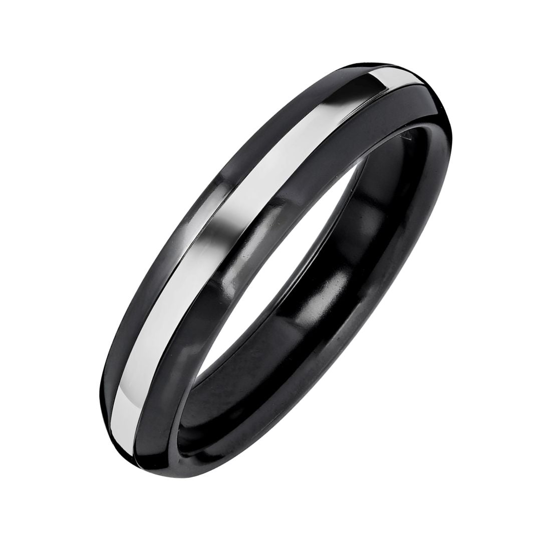 Kohinoor Duetto Black Edition kihlasormus, musta zirkonium valkokultaraidalla 006-093V