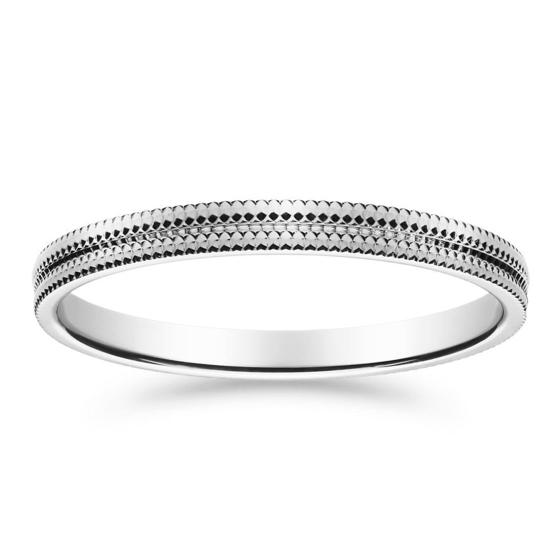 Kihlasormus Kohinoor, valkokulta 2 mm, timanttileikattu pinta - Kohinoor - Laatukoru