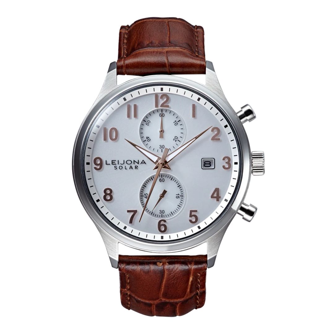leonoah Leijona Ohra Solar, Steel & Brown, 5020-2608, Watch