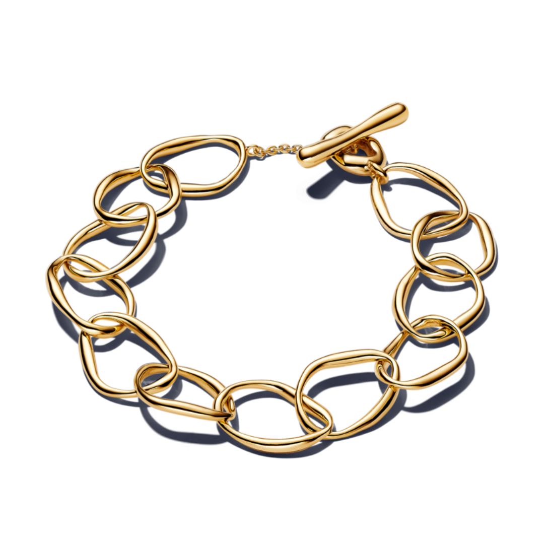 Pandora Essence Organically Shaped Link Bracelet, Yellow Gold Plated,