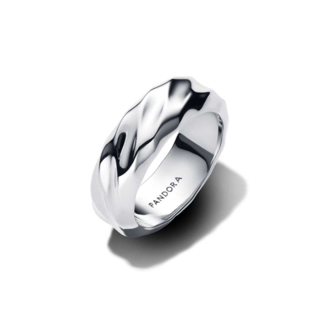 Pandora Essence Rippled Wide Band sormus, keltakullattu, 193886C00