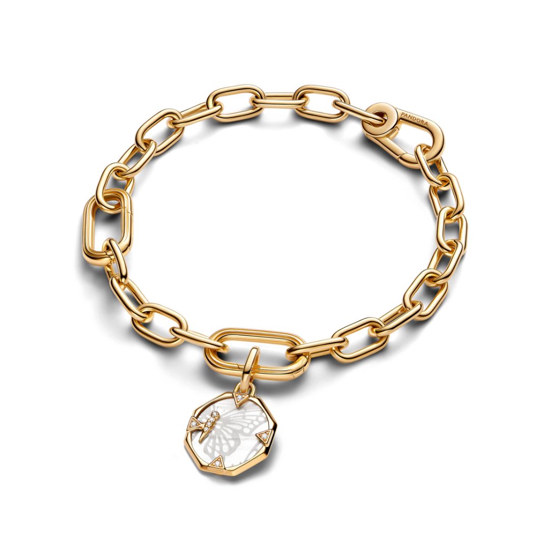 Pandora ME Butterfly Medallion hela, keltakullattu, 763366C01