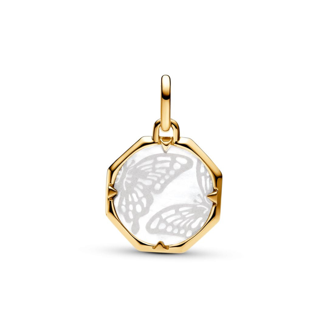 Pandora ME Butterfly Medallion hela, keltakullattu, 763366C01