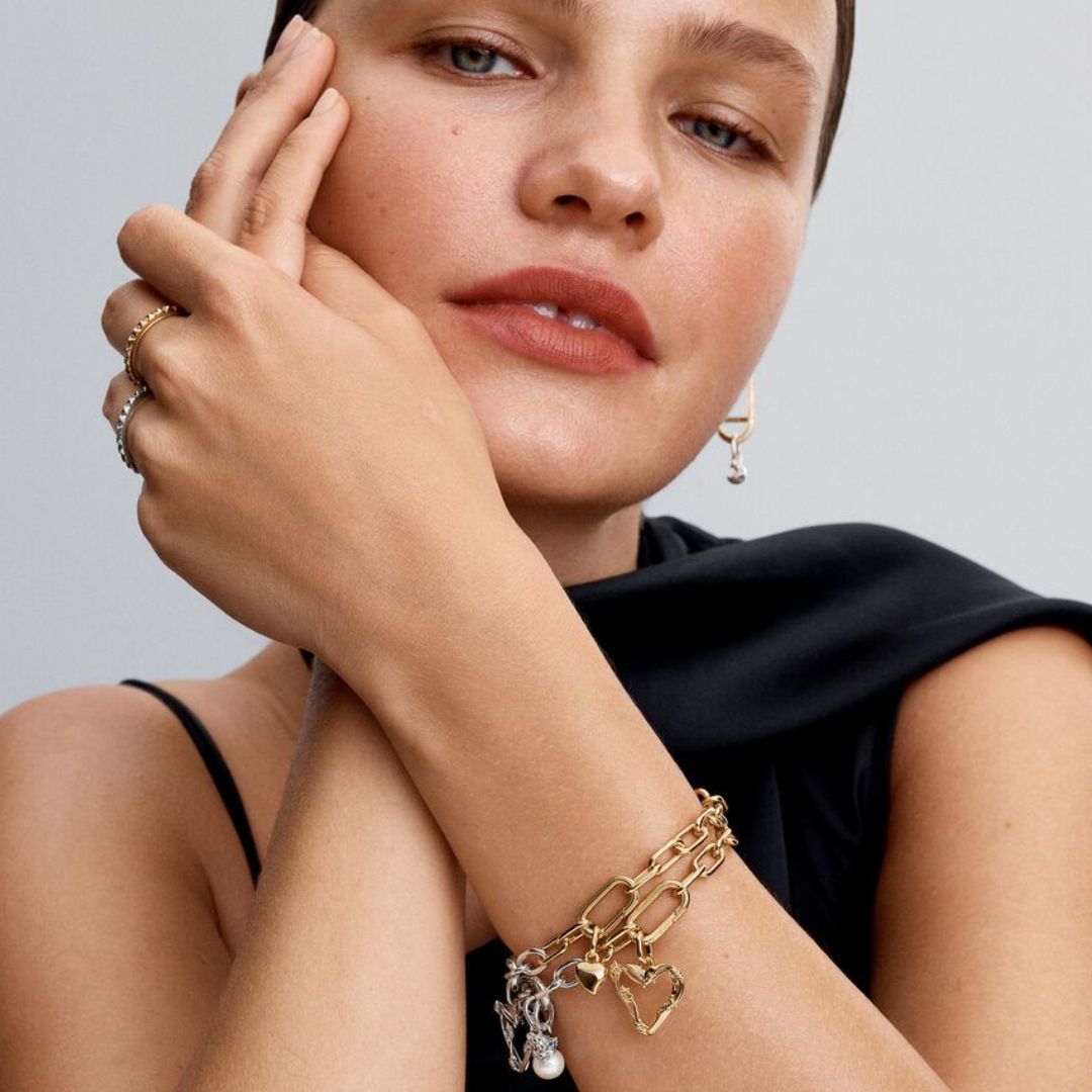 Pandora ME Heart Mini Dangle hela, keltakullattu, 763691C00