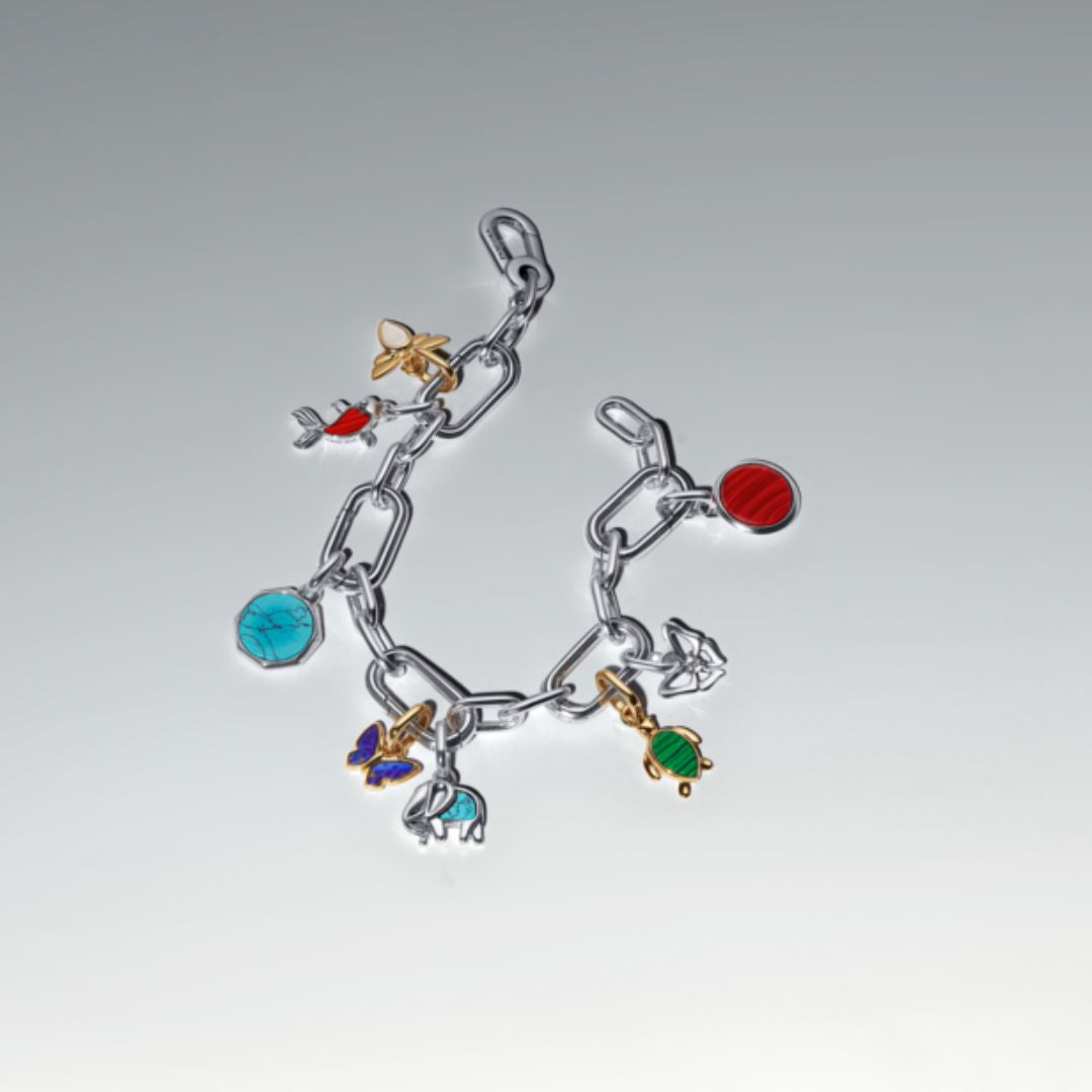 Pandora ME Red Murano Glass Koi Fish Mini hela, hopea, 793863C01