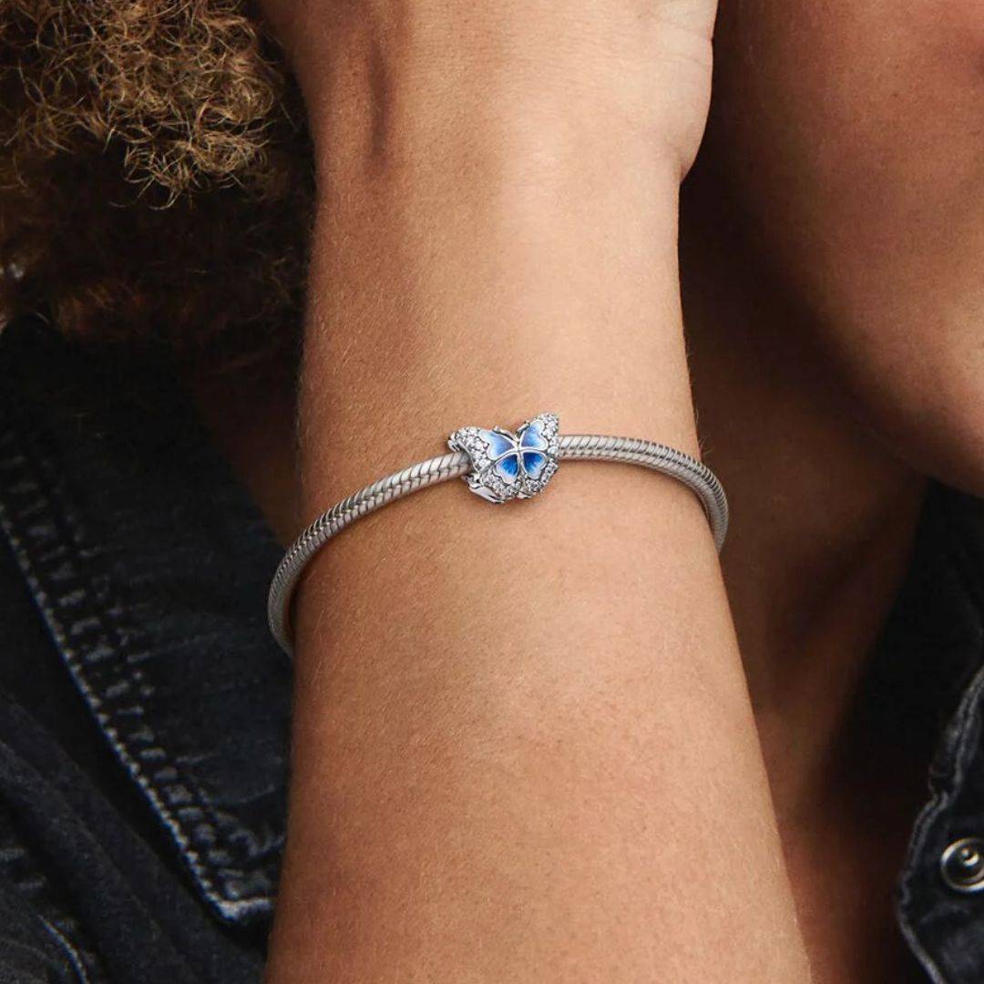 Pandora Moments Blue Butterfly Sparkling hela, hopea, 790761C01