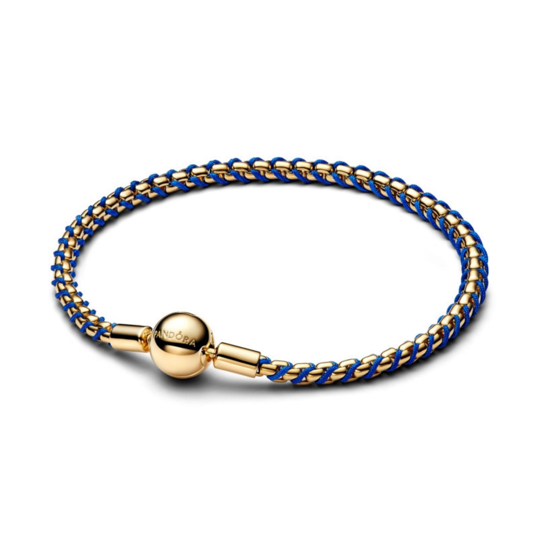 Pandora Moments Blue Cord Box Chain Bracelet, Gold-Plated, 563816C02