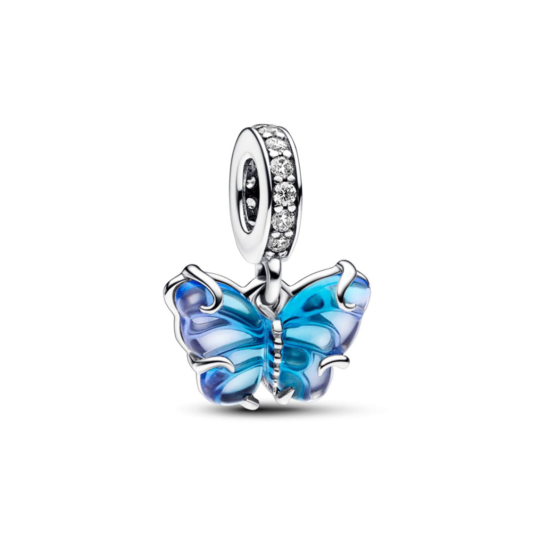 Pandora Moments Blue Murano Glass Butterfly hela, hopea, 792698C01