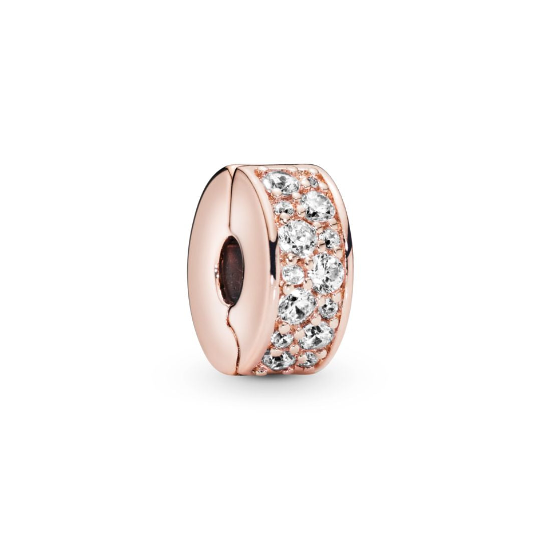 Pandora Moments Clear Pavé Clip Charm, Rose Gold, 781817CZ