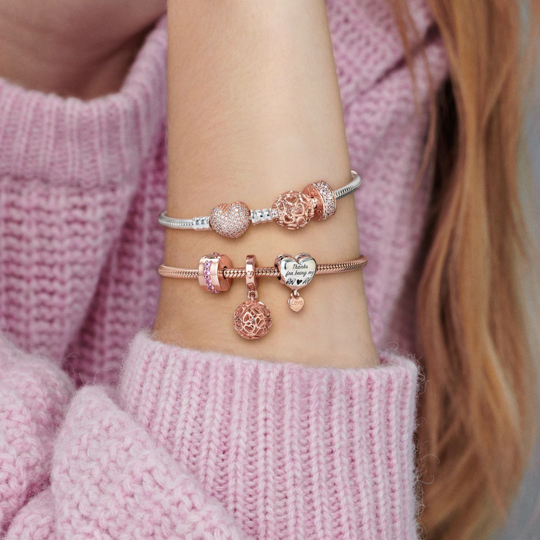 Pandora Moments Clear Pavé lukkopala, ruusukullattu, 781817CZ