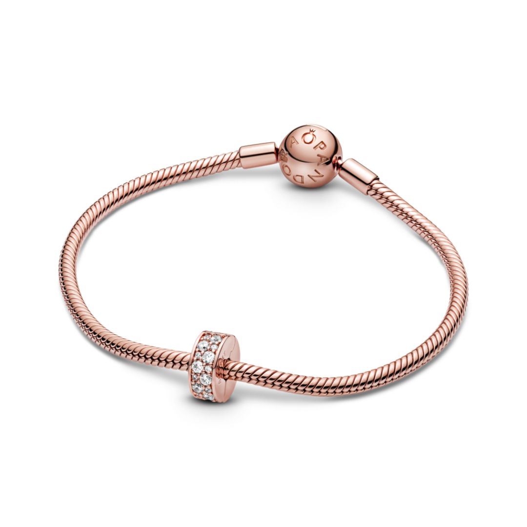 Pandora Moments Clear Pavé lukkopala, ruusukullattu, 781817CZ