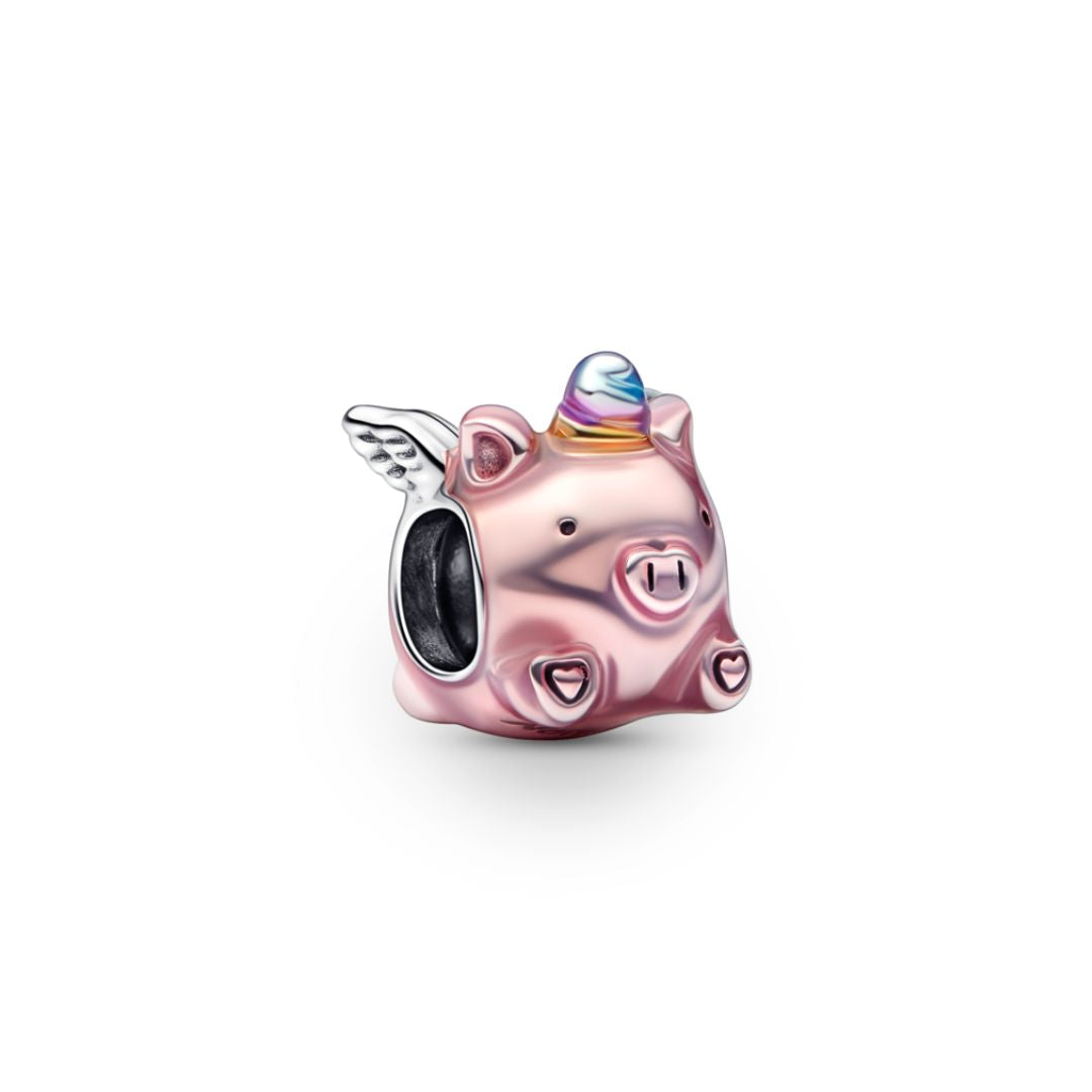 Pandora Moments Flying Unicorn Pig Charm, Silver, 792573C01