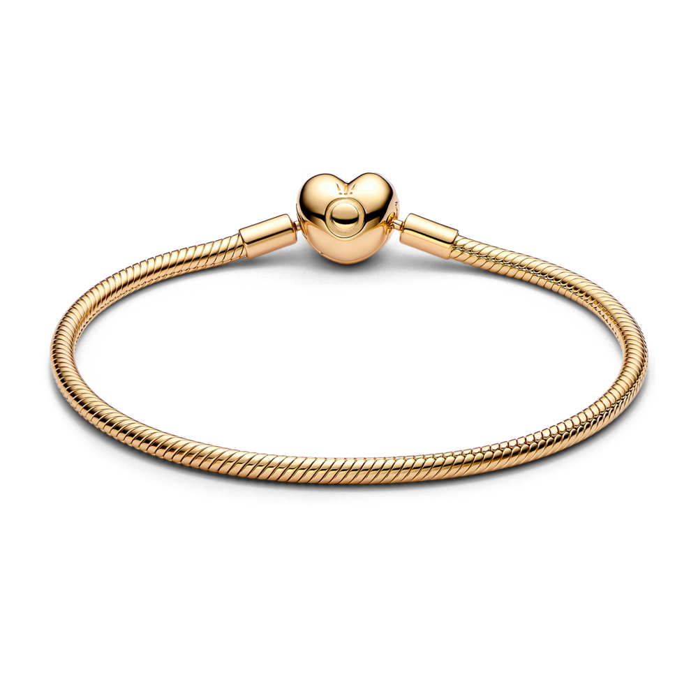 Pandora Moments Heart Clasp Snake Chain rannekoru, keltakullattu, 563050C00