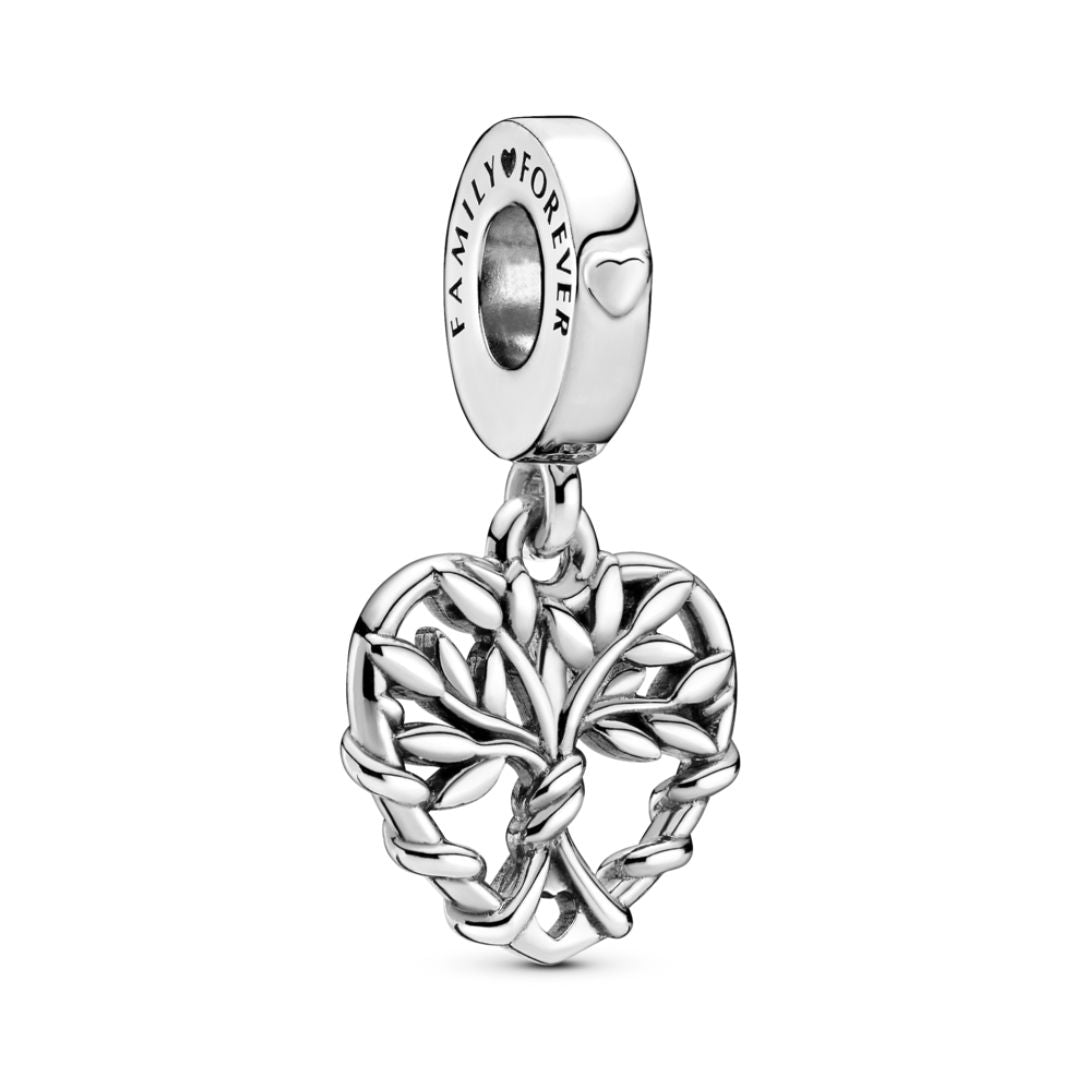 Pandora チャーム シルバー マザーオブパール ハート ファミリーツリー Pandora Moments Heart Family Tree Charm, Silver, 799149C00