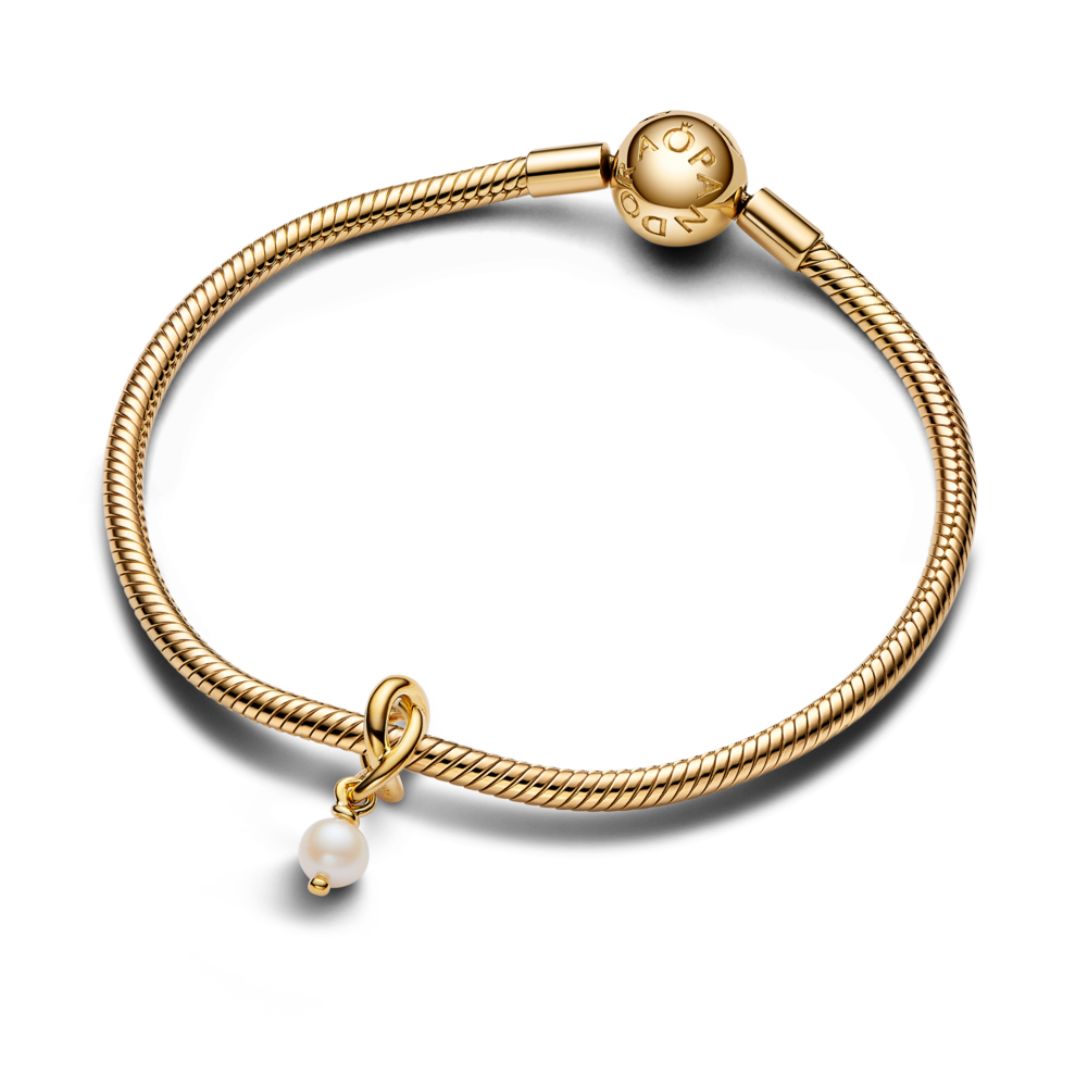Pandora Moments June Treated Freshwater Cultured Pearl Eternity Circle hela, keltakullattu, 763462C06