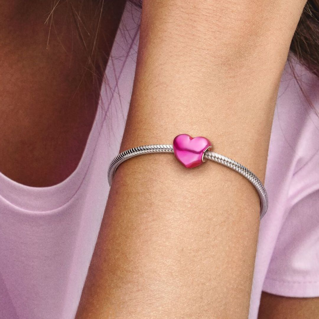 Pandora Moments Metallic Pink Heart hela, hopea, 793337C03