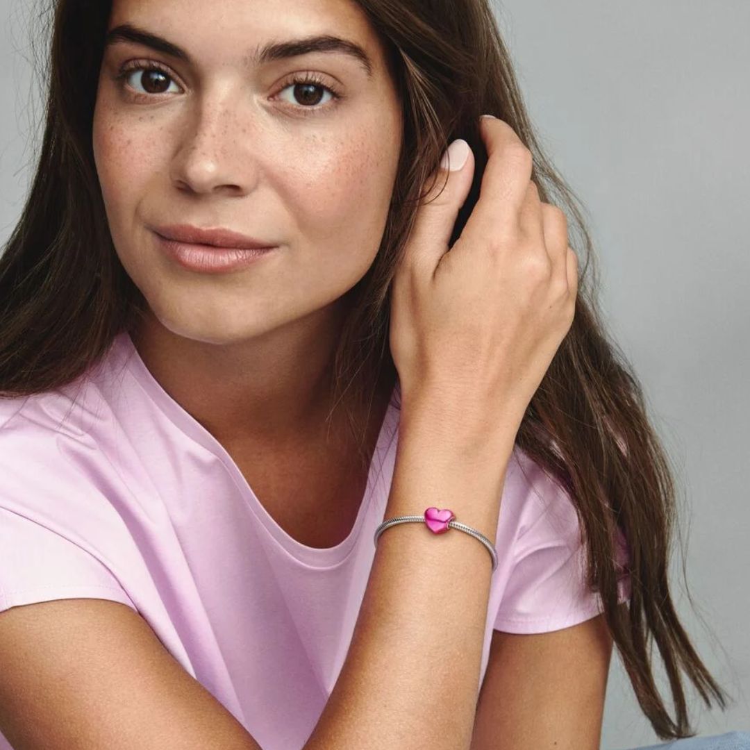 Pandora Moments Metallic Pink Heart hela, hopea, 793337C03