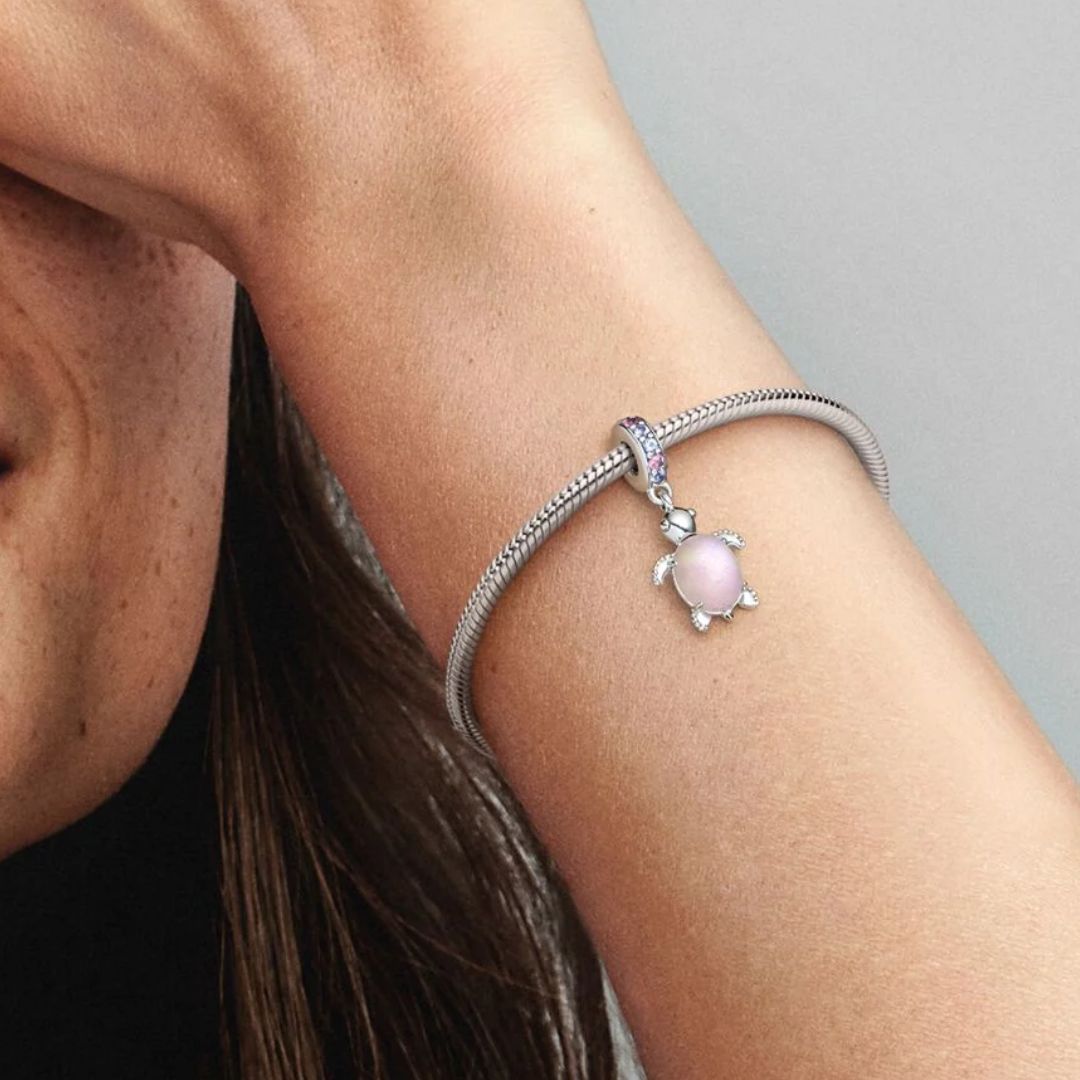 Pandora Moments Murano Glass Pink Sea Turtle hela, hopea, 798939C02