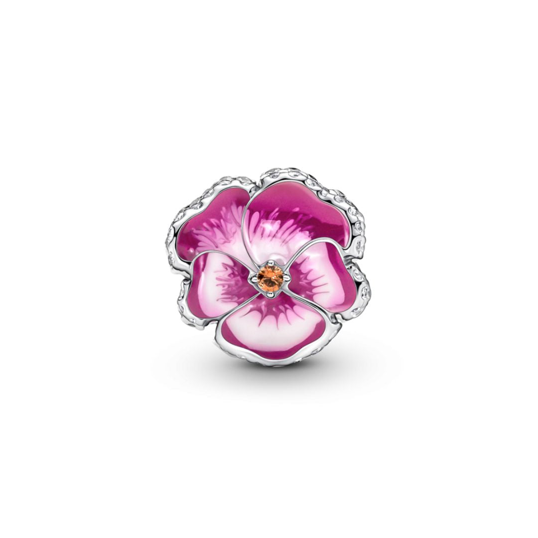 Pandora Moments Pink Pansy Flower hela, hopea, 790777C01