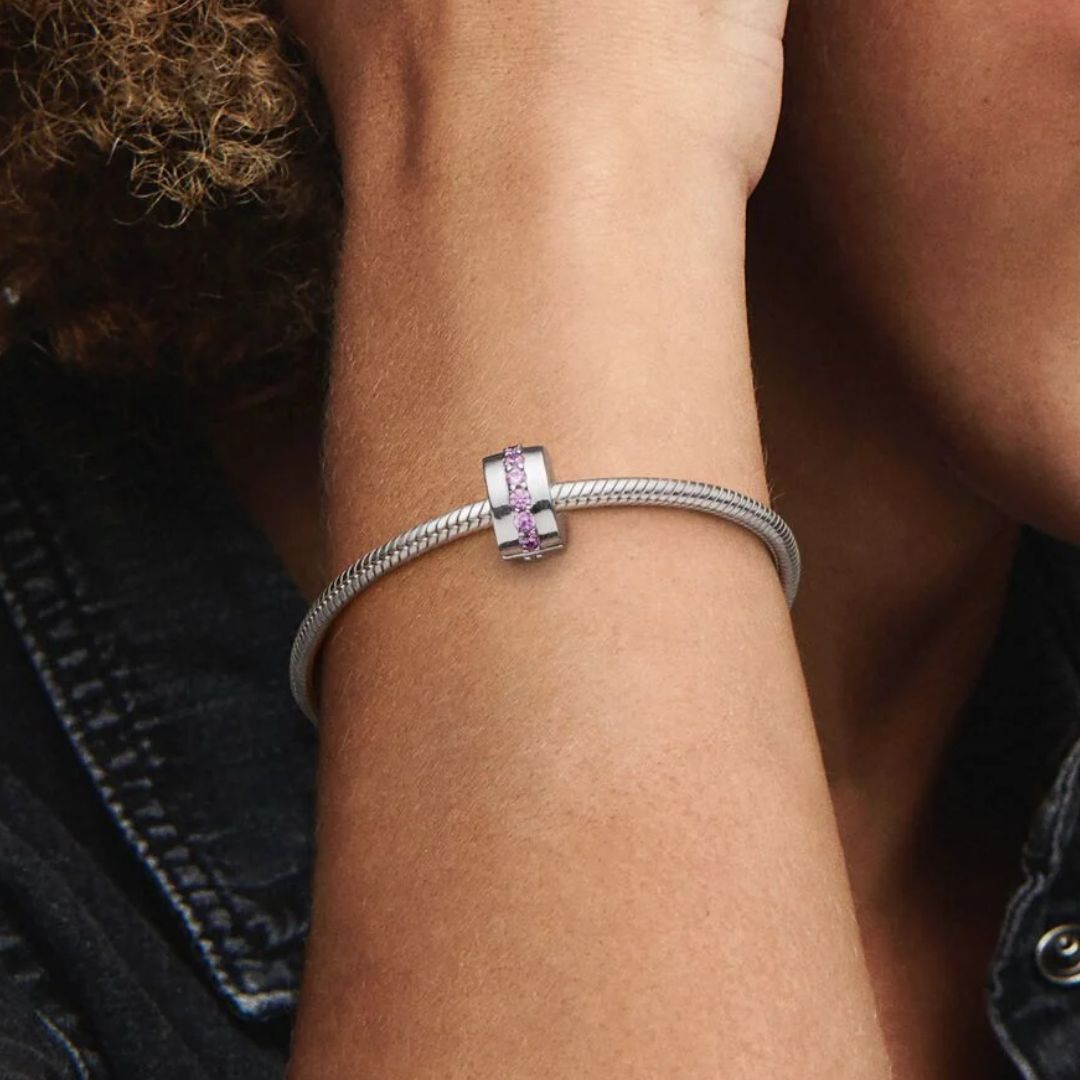 Pandora Moments Pink Sparkling Row lukkopala, hopea, 791972PCZ